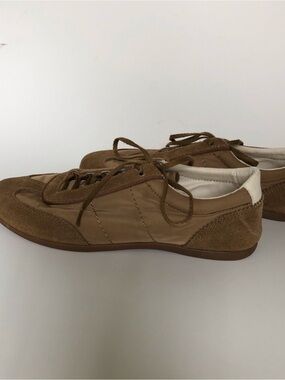 Zara Tan Suede & Canvas Lace-Up Sneakers